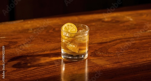Whiskey cocktail garnished ...