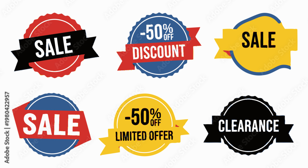 Fototapeta premium Discount Offer Sale Clearance Labels.