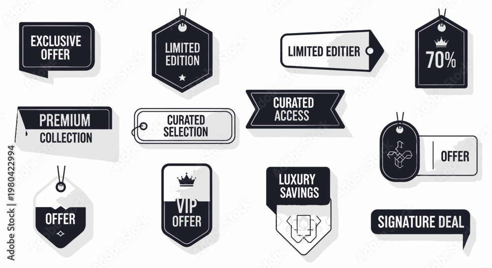 Obraz premium Collection of sale and offer tags.