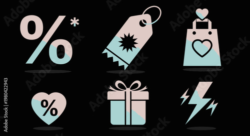 Shopping discount symbols and icons.