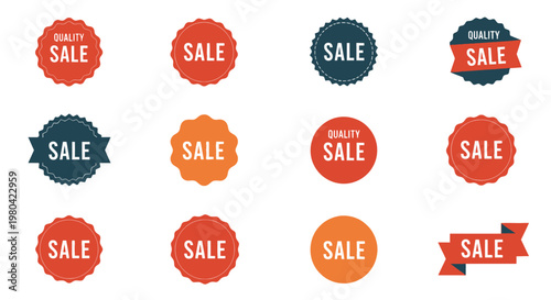 Sale discount labels stickers set.