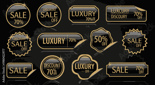 Golden Luxury Sale Discount Labels.
