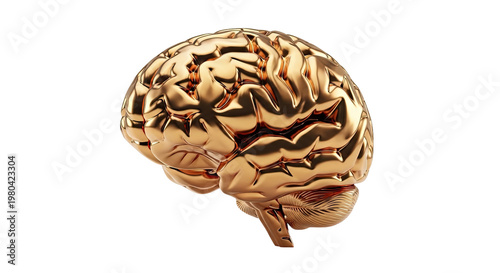 Golden Brain Sculpture