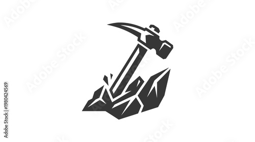 Mining Hammer Breaking Granite Rock Symbol