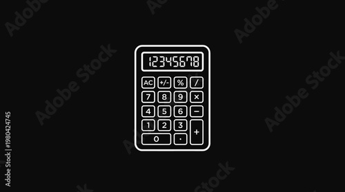Minimalist Calculator Icon on Black Background