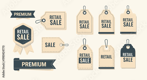 Retail sale tags and banners set.