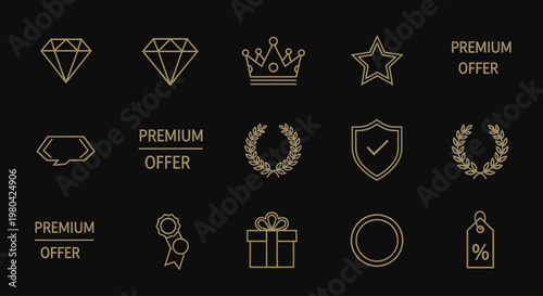Golden luxury icons and symbols.