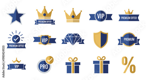 Golden VIP premium symbols and icons.