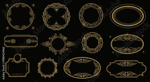 Golden ornate frame shapes and designs.
