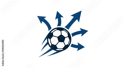 Soccer Ball with Arrows - Abstract Concept Design