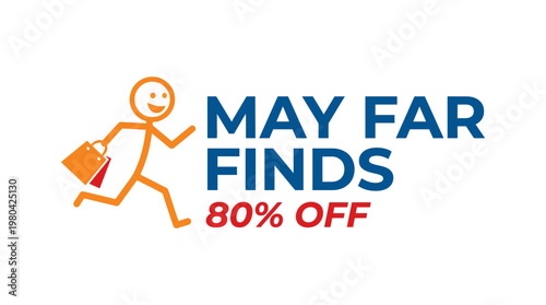 May Far Finds Sale Announcement with Cartoon Character