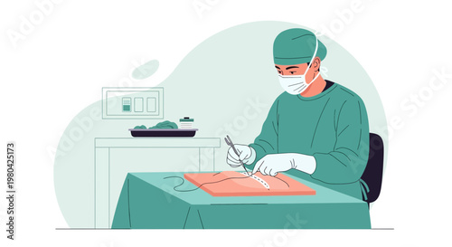 Surgeon Performing Operation in Operating Room, Medical Procedure, Healthcare Concept