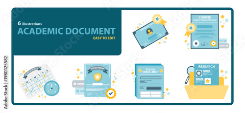 Academic Graduation Certificate and University Enrollment Document Set