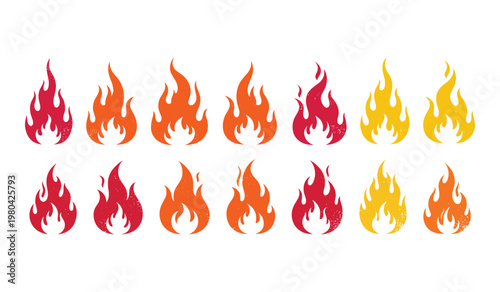 Collection of red orange and yellow flame in various shapes and sizes fire