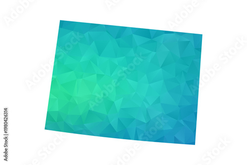 Colorado Map - Polygon Style Vector Illustration in Green and Blue Gradient, Low Poly Geometric Design, Isolated on White Background, Perfect for Infographics and Learning Use.