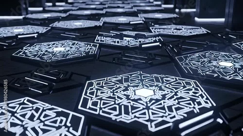 Futuristic Circuit Boards with Complex Designs.