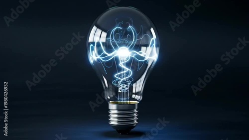 Glowing Light Bulb with Electric Energy.