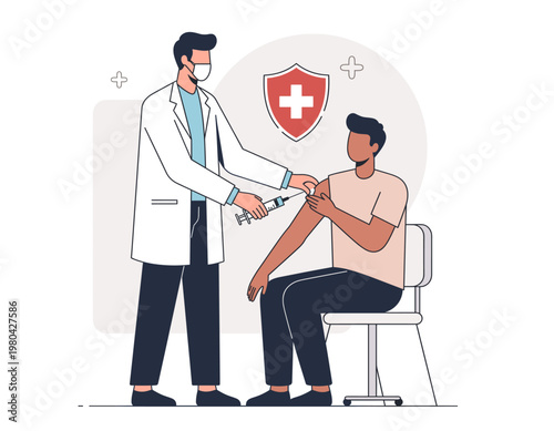 Flat Minimalist Illustration Set of Startup Pitch, Ocean Cleanup, Digital Healthcare, E-learning, Marketing Analytics, Airport Kiosk, Coffee Brewing, VR Gaming, Rocket Launch, and Home Plant Decoratio