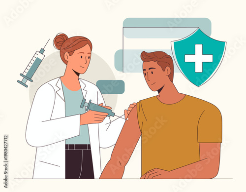 Flat Minimalist Illustration Set of Startup Pitch, Ocean Cleanup, Digital Healthcare, E-learning, Marketing Analytics, Airport Kiosk, Coffee Brewing, VR Gaming, Rocket Launch, and Home Plant Decoratio