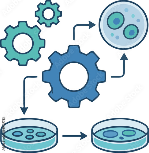 Medicals production and bioengineering illustration