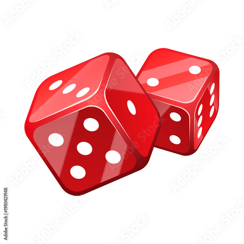 Red Casino Dice with White Pips Isolated on transparent png