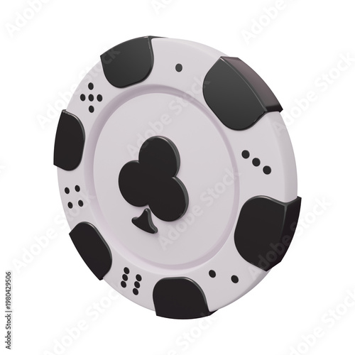 Casino Poker Chip with Club Symbol Isolated on transparent png