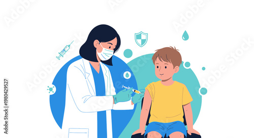 Doctor Vaccinating a Child, Pediatric Healthcare, Immunization, Medical Care, Prevention