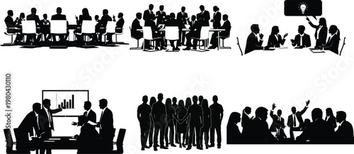 Silhouetted crowd at a conference or event a dynamic scene of people interacting and engaging in discussions