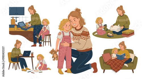 Mother and daughter love and care.