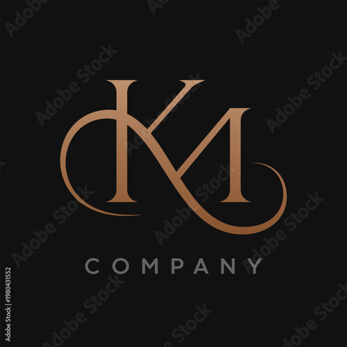 Letter KM Elegant Luxury Initial Logo Design
