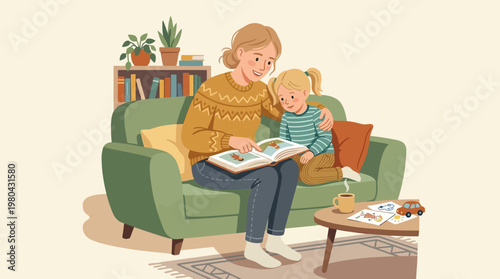 Woman reading with little girl.