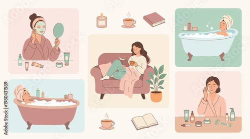 Woman relaxing at home alone calm.