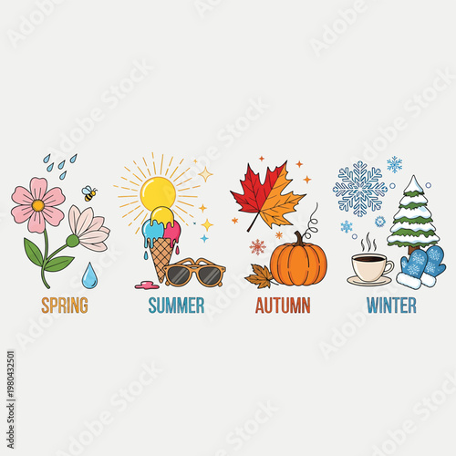 Seasons of the year icons set.