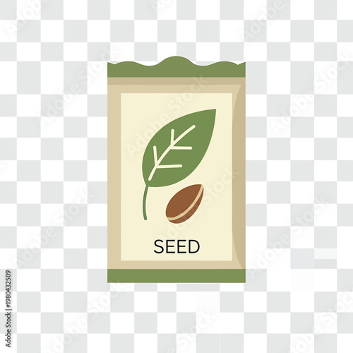 Seed packet with leaf and seed.