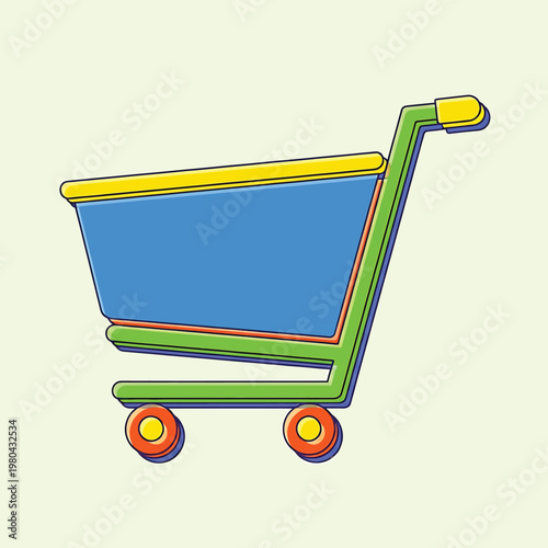Shopping cart icon with wheels.