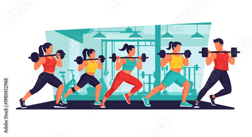 People exercising with dumbbells in gym