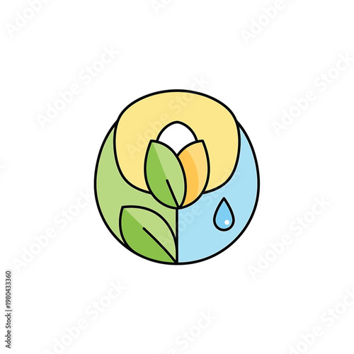 Simple Line Art Flower Illustration.
