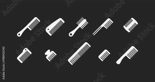Hair comb simple flat style icons set. Styling combs symbol logo icons collections. Vector illustration