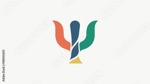 Abstract Colorful Symbol of Psychology on White Background