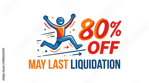 Excited Person Running Towards 80% Off Sale