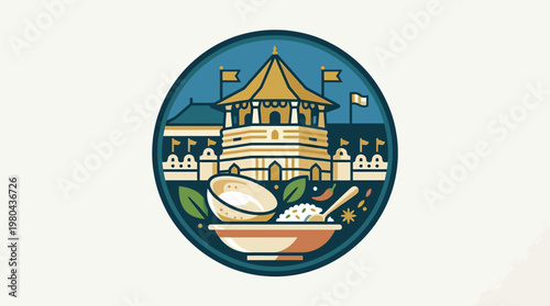 Iconic Landmark Building and Cuisine in Circular Design