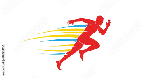 Dynamic runner with colorful speed trails in motion