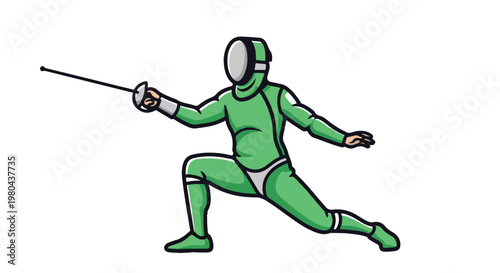 Fencer in a defensive lunge position during a bout