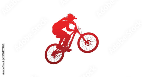 Dynamic silhouette of a mountain biker performing an impressive aerial trick mid-jump