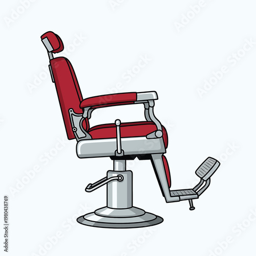 Red Barber Chair with Armrests.