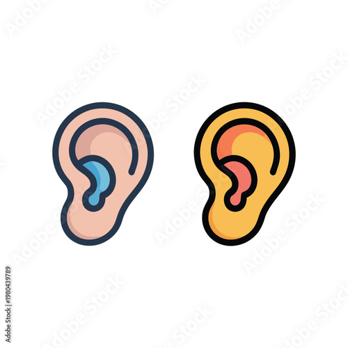 Human ear icon, auditory organ symbol, hearing care clinic logo, ent health awareness, sound therapy session graphic, medical illustration design