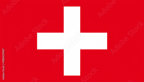 Official national flag of Switzerland featuring the iconic white cross. Swiss flag illustration with a centered white cross on a red field