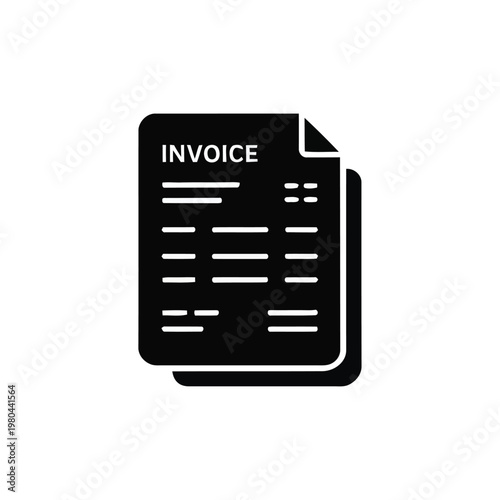 Invoice document icon, business billing graphic, payment processing workshop, client finance seminar, accounts receivable poster, professional paperwork, vector illustration
