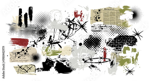 Grunge Abstract Background with Paint Splatters and Textures