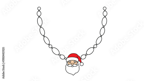 Elegant silver necklace features a festive Santa Claus pendant with a bright red hat and white beard as a centerpiece.